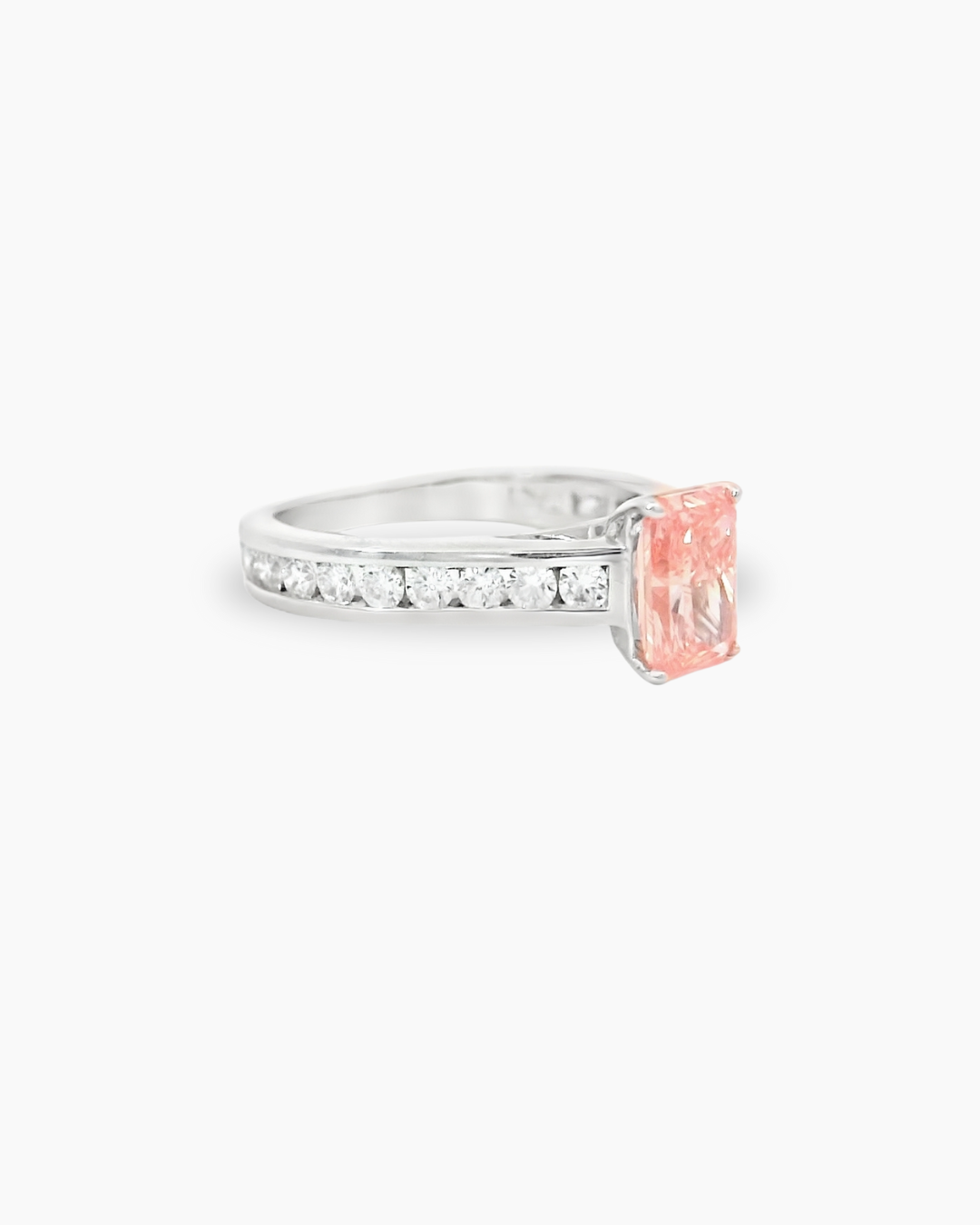 14KT White Gold Pink LabDiamond Ring