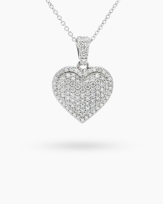 14KT WHITE GOLD HEART PENDANT