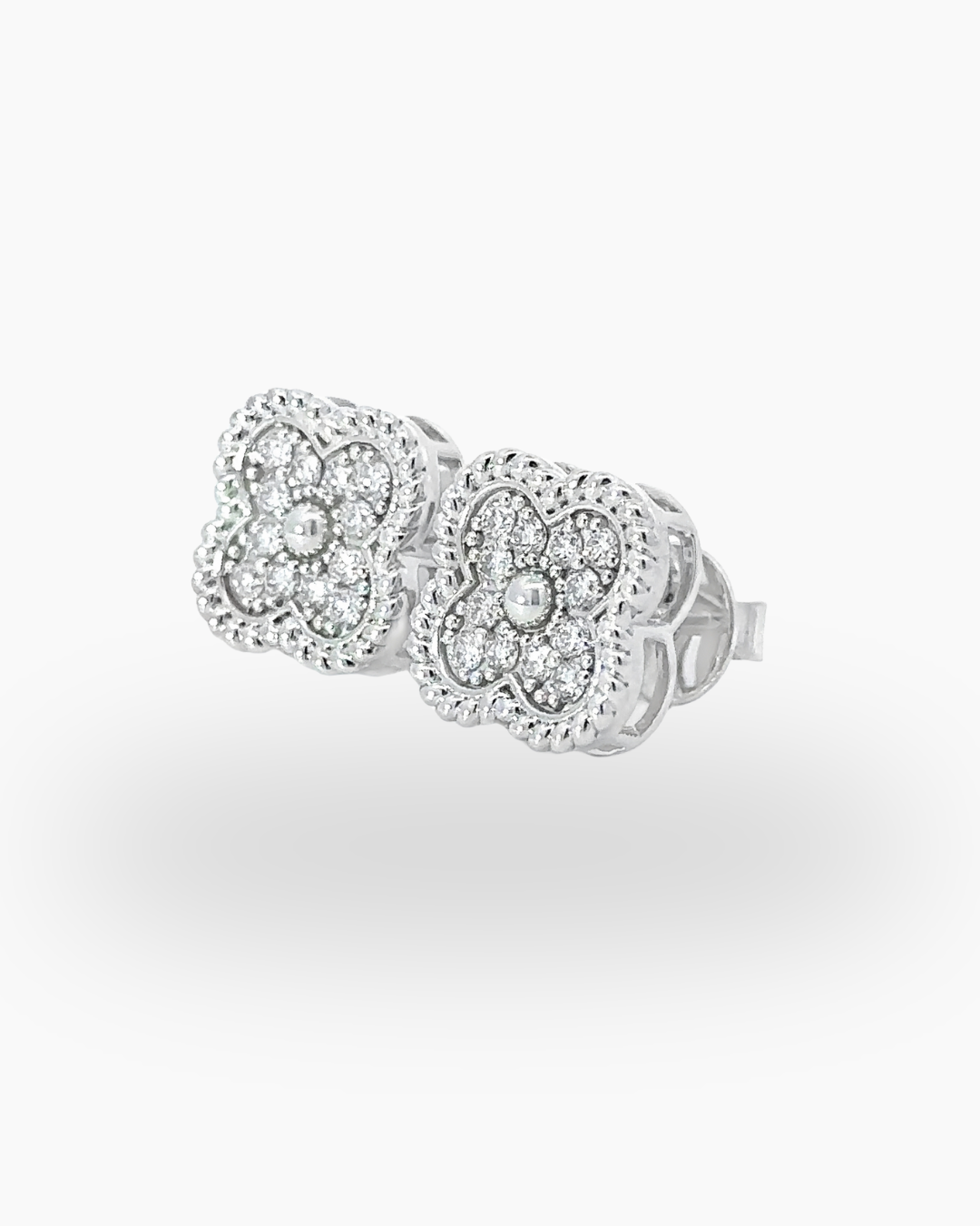 14KT White Gold Flower Earring