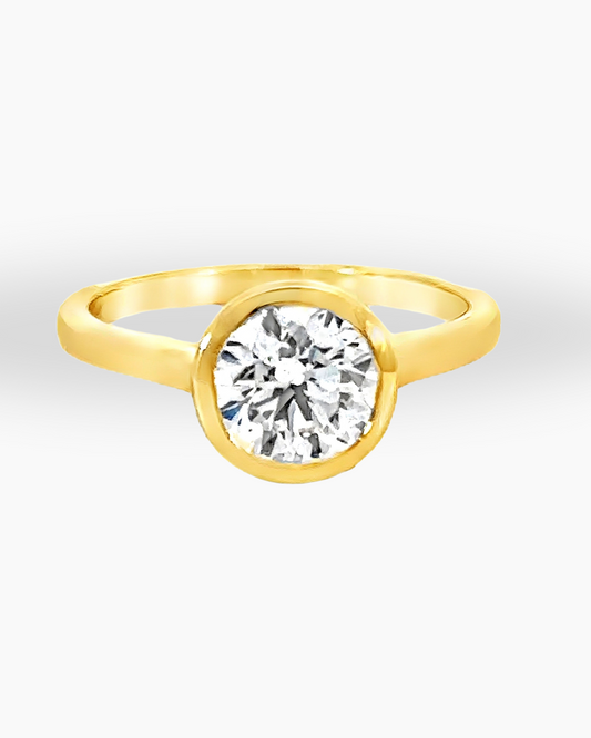 1.50 CT 14KT Yellow Gold Bezel Set Ring