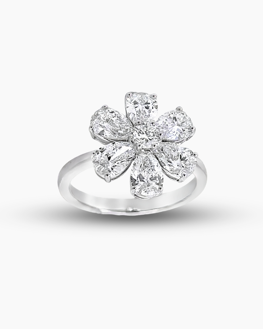 14KT PEAR FLOWER LABGROWN DIAMOND RING