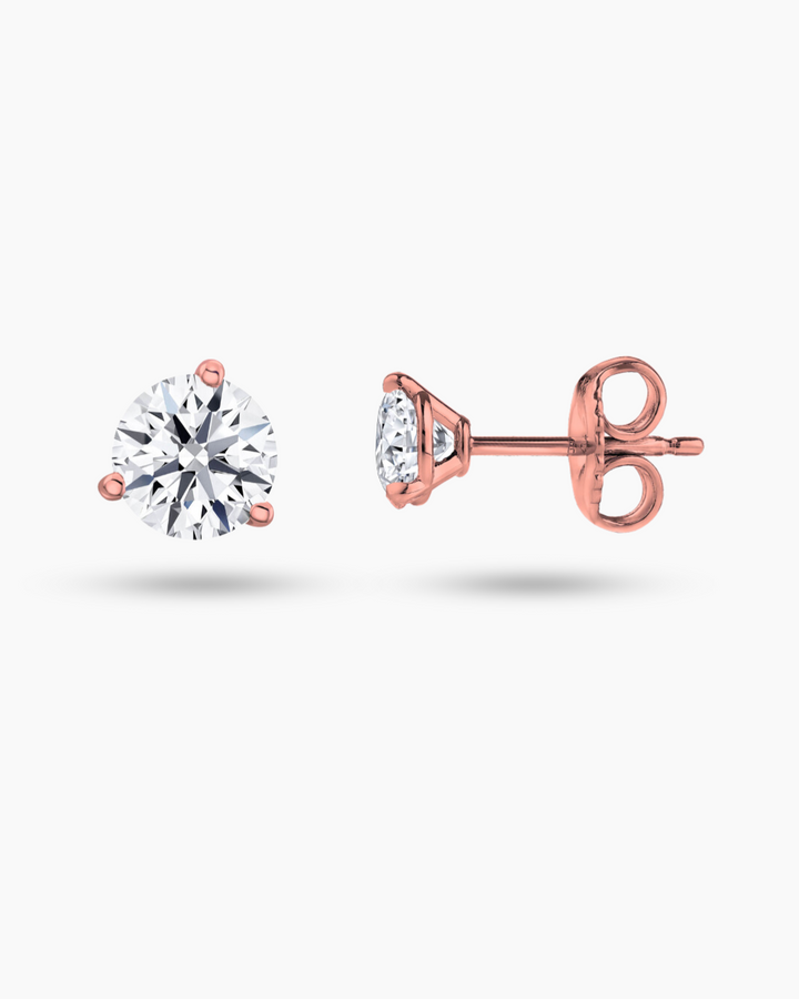 14KT Rose Gold Martini 1.00ct Lab Grown Diamond Stud Earring