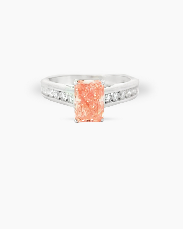 14KT White Gold Pink LabDiamond Ring