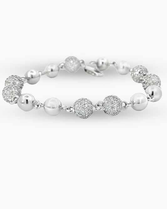 10KT White GOLD BALL BRACELET