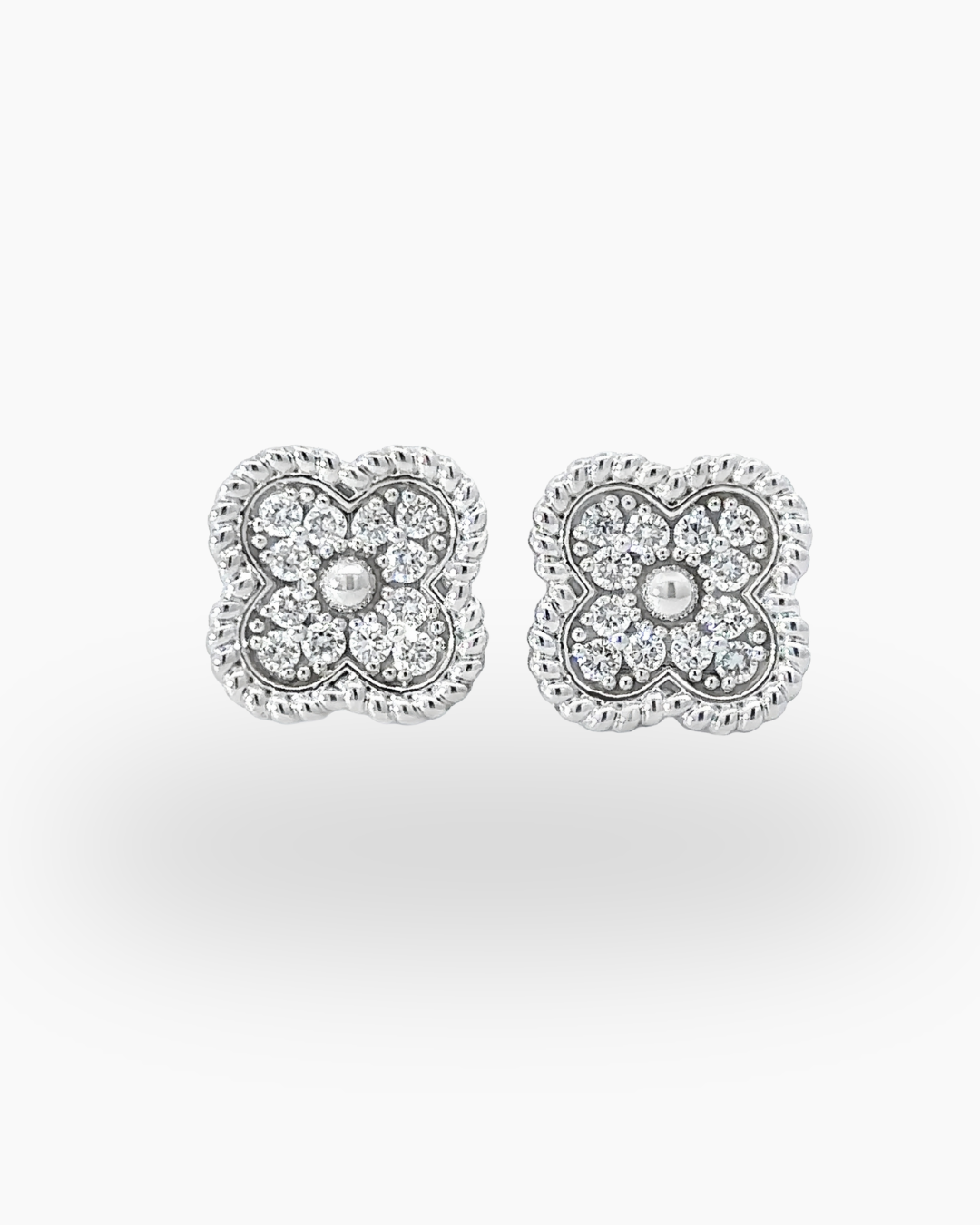 14KT White Gold Flower Earring