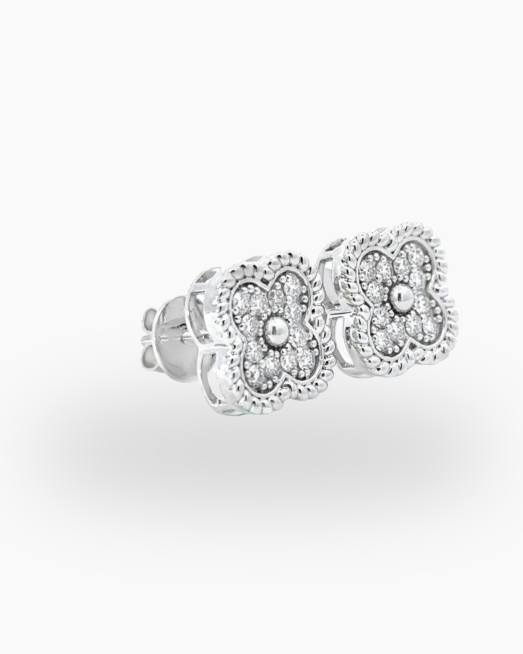 14KT White Gold Flower Earring