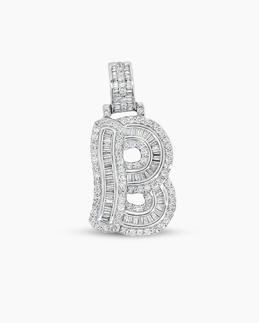 10KT White Gold ' B ' Letter Pendant
