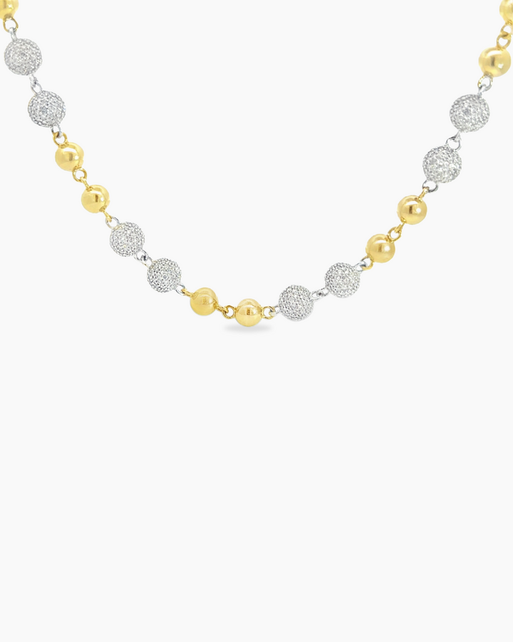 10KT YG DIAMOND BALL CHAIN
