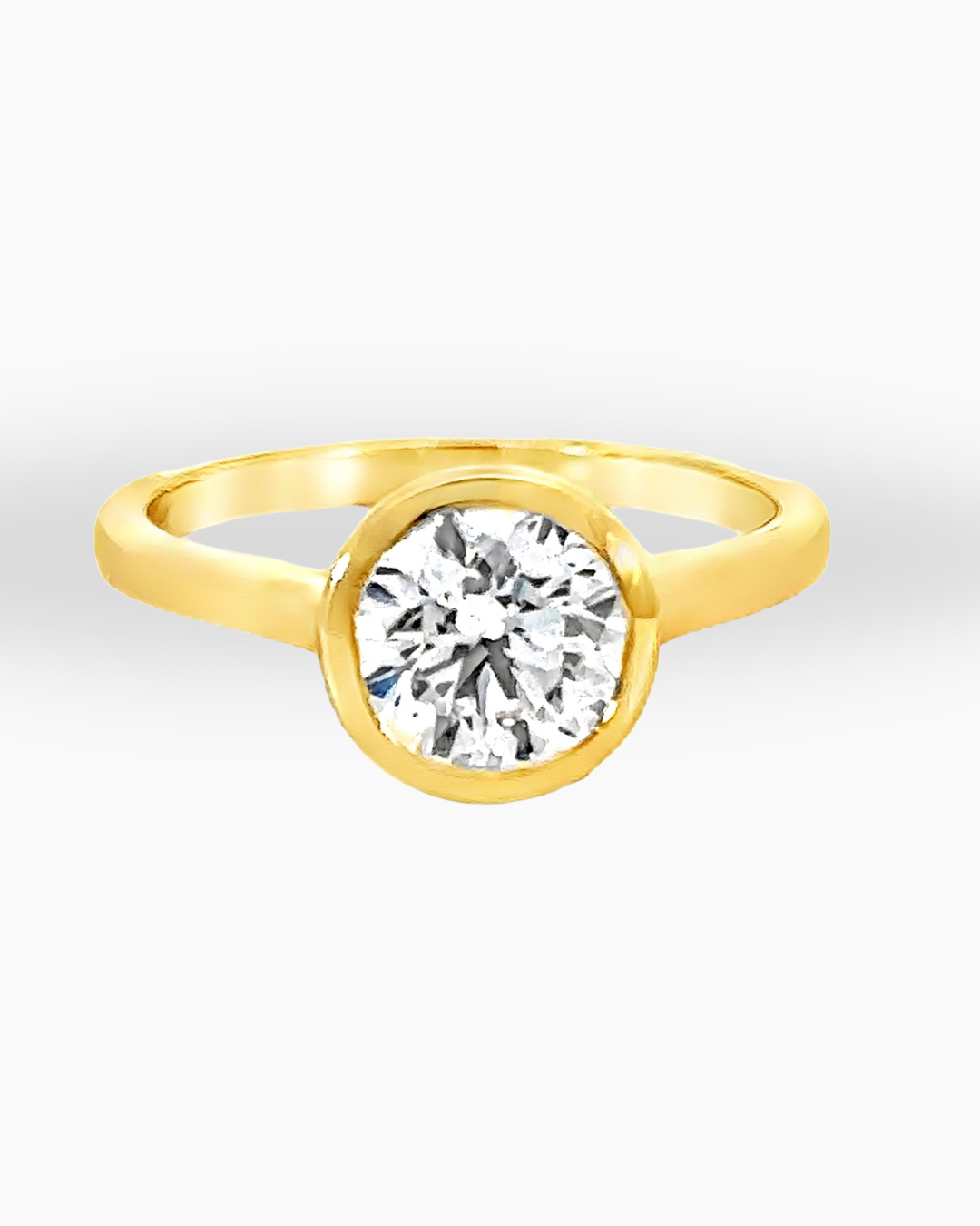1.50 CT 14KT Yellow Gold Bezel Set Ring