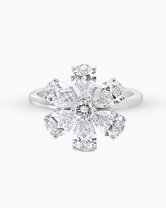 14KT PEAR FLOWER LABGROWN DIAMOND RING