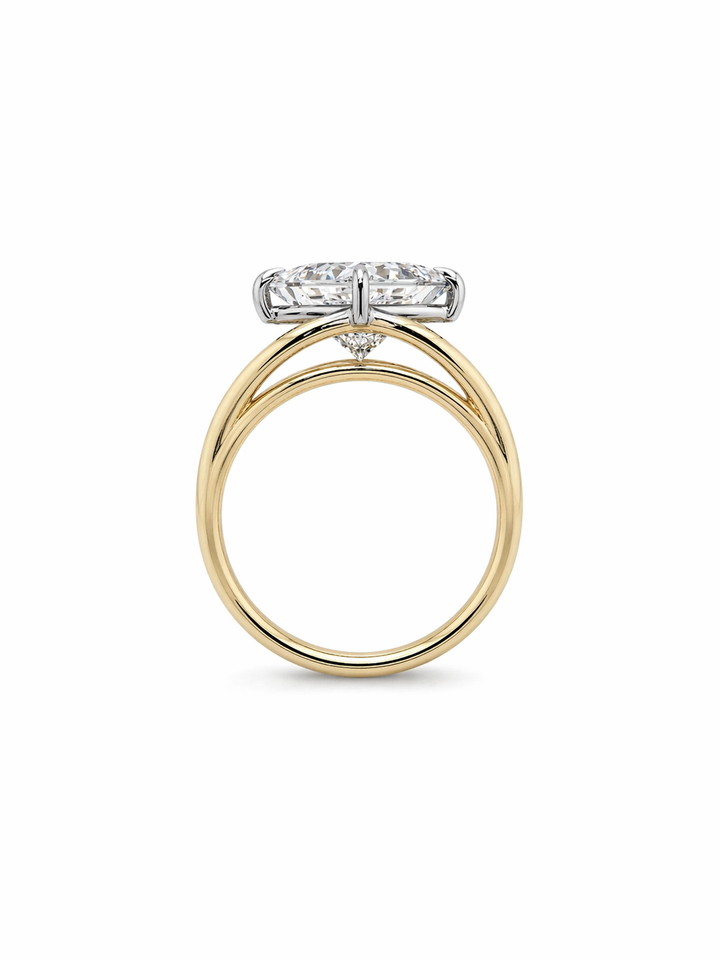 14KT YG 3.05CT SQUARE EMERALD ENGAGEMENT RING 4.52GR