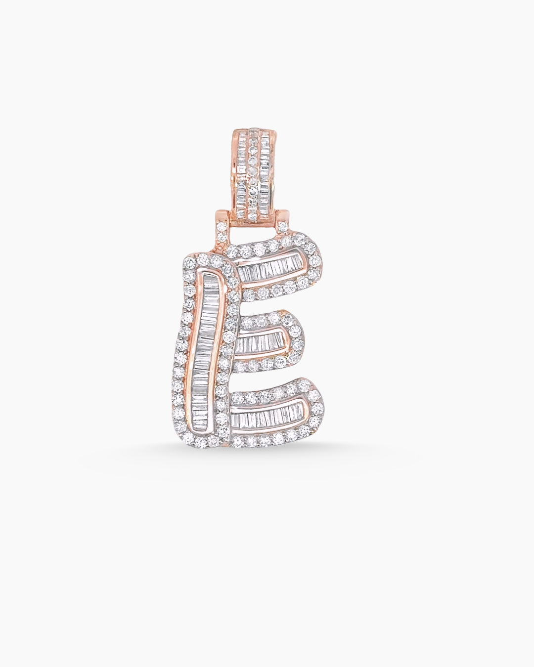 10KT Rose Gold ' E ' Letter Pendant