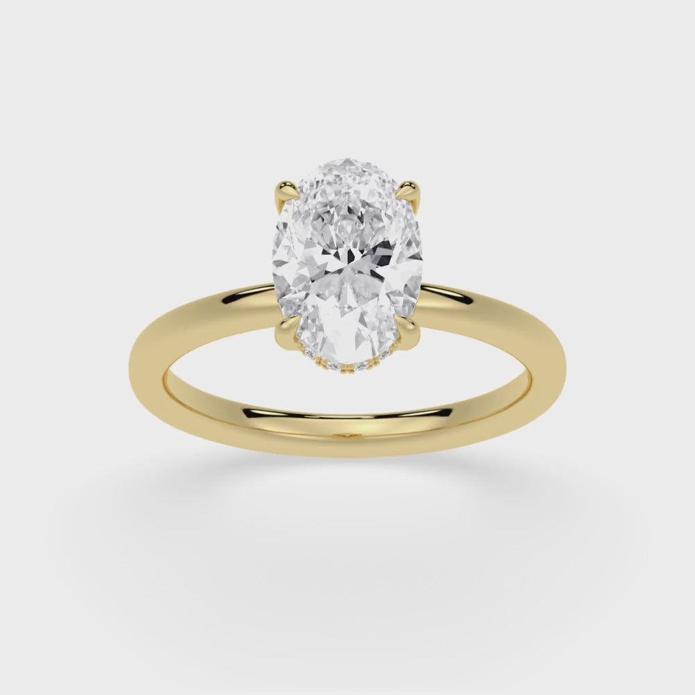 SIA 2 CT Labgrown Diamond Solitaire Engagement Ring with Hidden Halo
