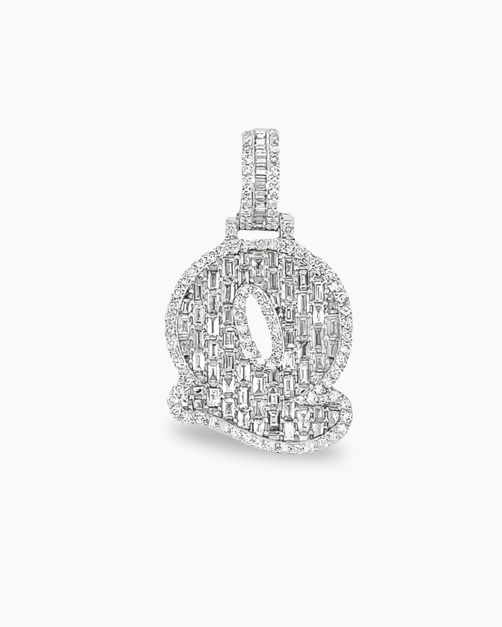 14KT White Gold ' Q ' Letter Pendant